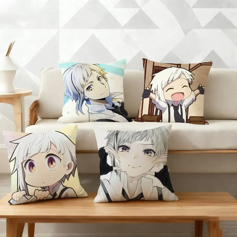 A-Atsushi Nakajima B-Bungo Stray Pillow Case Cushion Cover Throw Pillow Case For Car Sofa