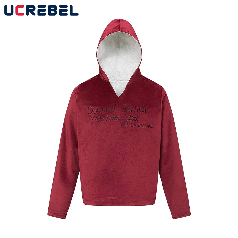 

Double-sided Hooded Sweatshirts Mens Letter Embroidery Autumn Winter High Street Loose Long Sleeve Hoodies Men