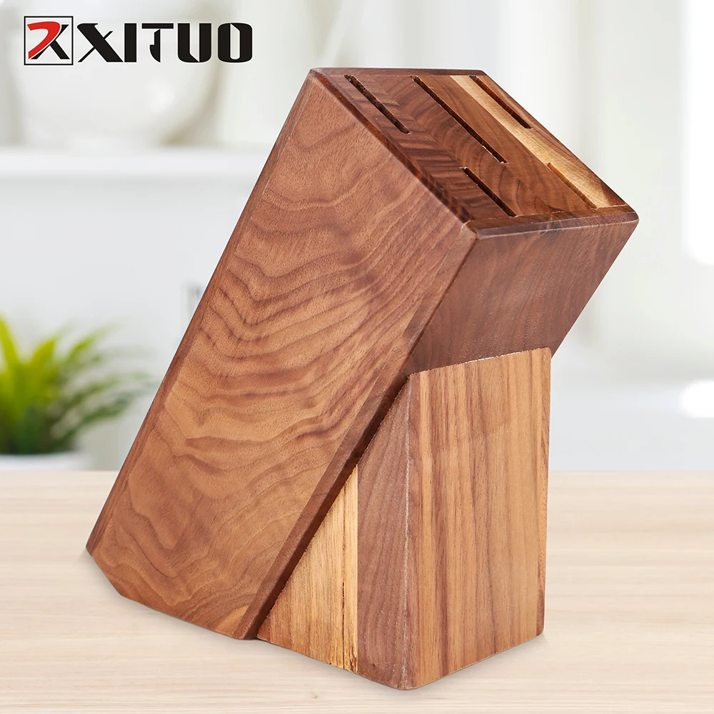 

Slot Universal Knife Block Solid Wood Knife Block Countertop Block Knife Holder and Organizer for Easy Kitchen Knife Storage