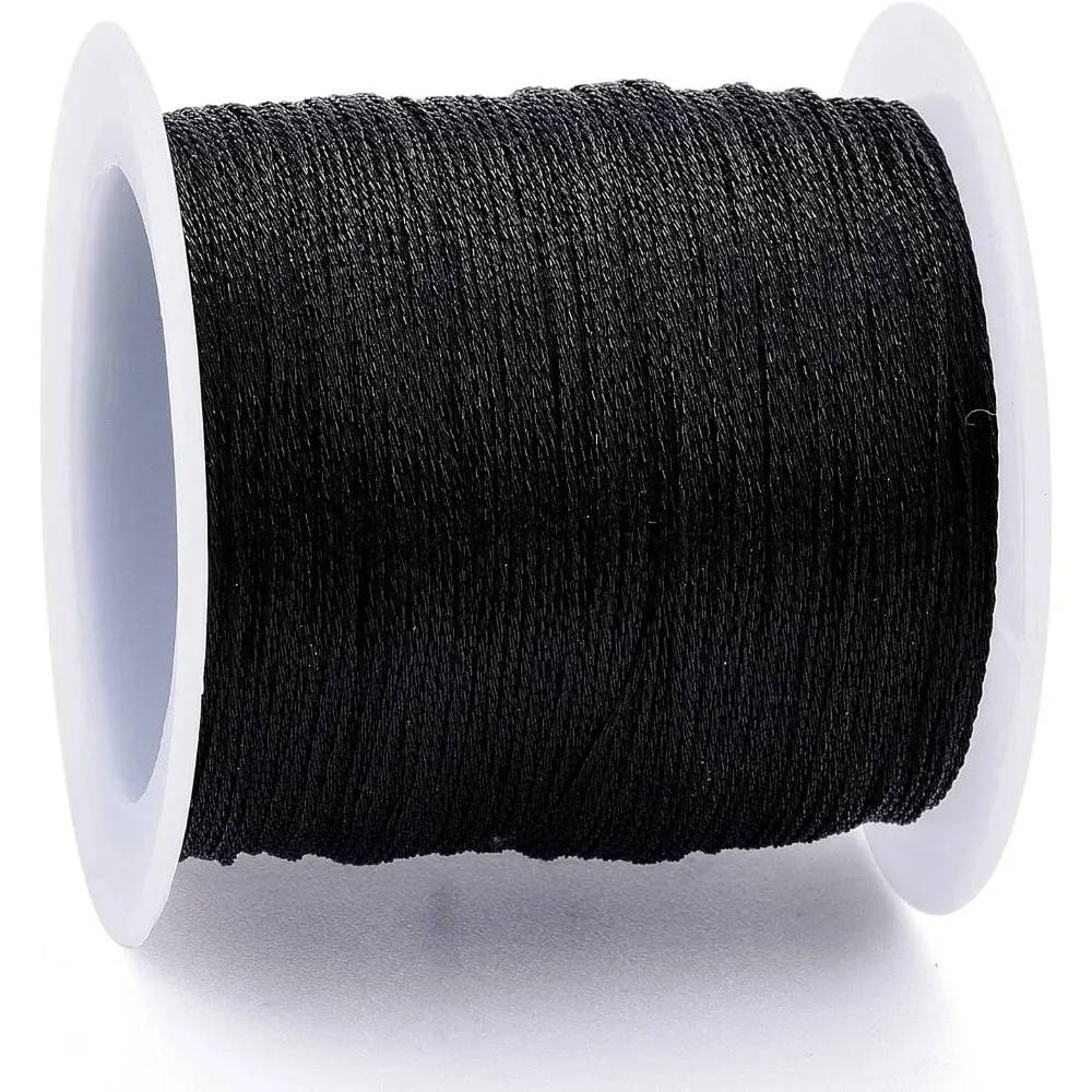 0.4mm Polyester Metallic Thread Black 6-Ply 54.68 Yards for Bracelets Making and Embroidery