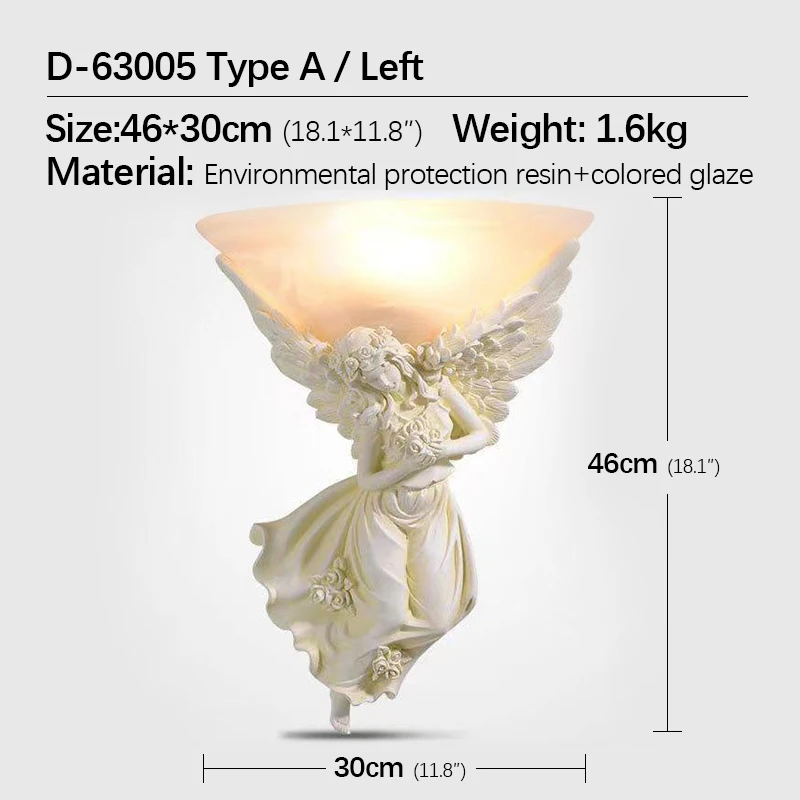 Outelamodern-創造的な樹脂製の天使の形をしたウォールランプ,室内装飾ライト,リビングルームやベッドルームに最適,ビンテージスタイル