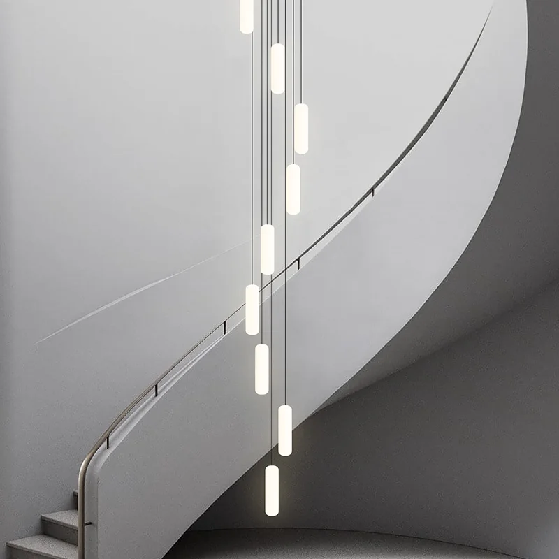 

Postmodern Led Long Chandelier Minimalist Attic Living Room Pendant Light Home Decor Chandeliers Duplex Villa Staircase Lighting