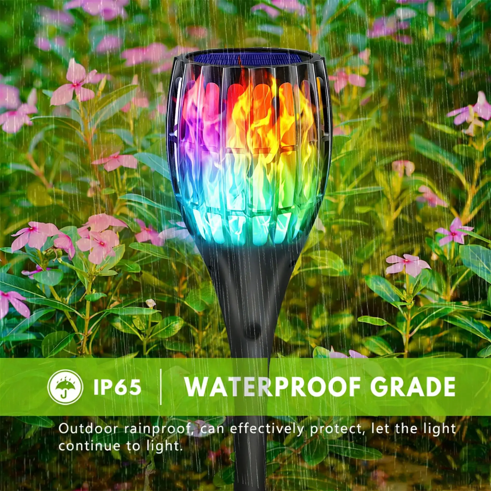 LED Solar Color Flame Lamp Floor-Standing Outdoor Waterproof Garden Torch Lamp Camping Lighting for the Garden
