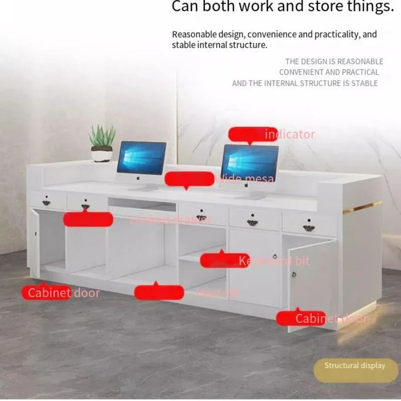 Salon Beauty Reception Center Desks Modern Storage Luxury Counter Shop Counter Worktable NBancone Reception Commercial Furniture 6