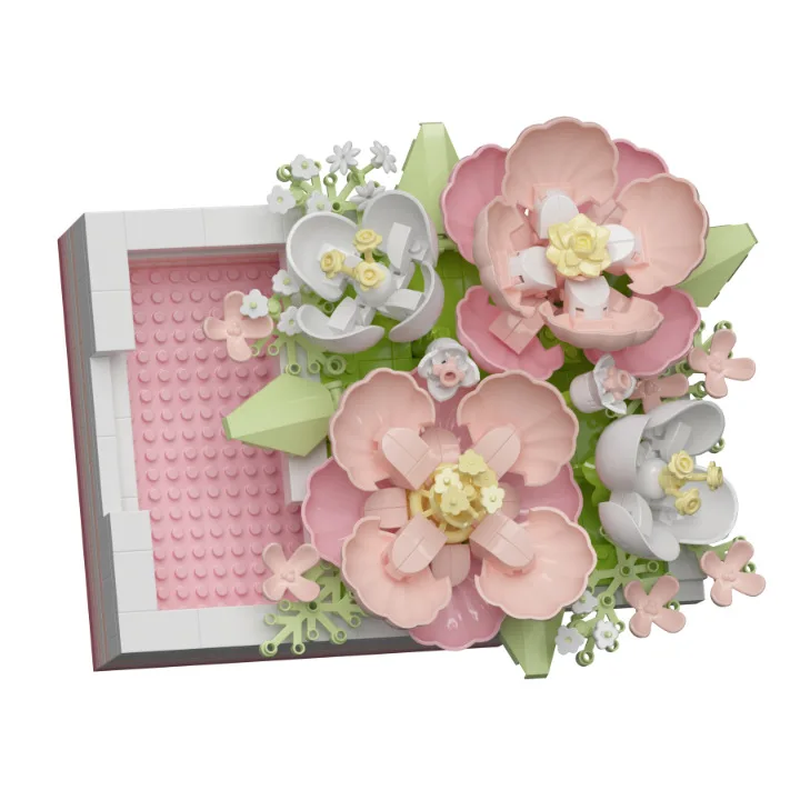 Creative Bouquet Rose Hibiscus flower box Modular toy set gift