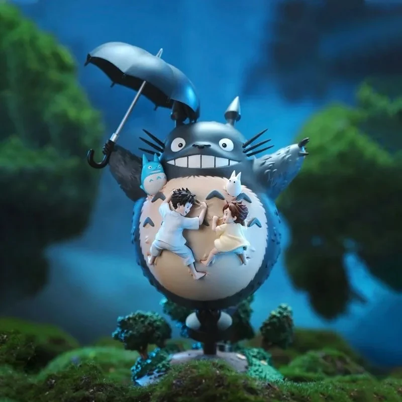 Hayao Miyazaki Animel Peripheral Totoro Figurine Desktop Ornaments 19cm PVC Action Figure Statue Model Cute GK Birthday Gifts