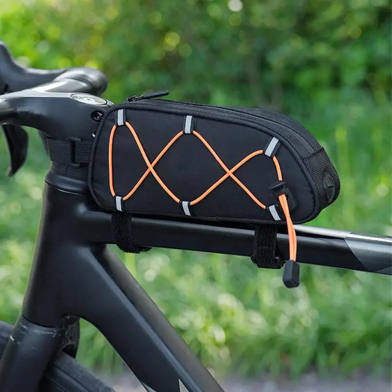 Bicycle Front Frame Bag Phone Storage Bag For Cyclists Large Waterproof Bicycle Triangle Bag For Tools Keys Wallets