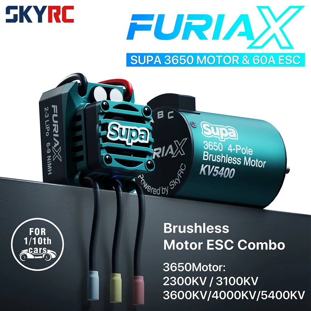 SKYRC Brushless Motor ESC Combo FuriaX Supa 3650 Motor 60A ESC 2-3S LiPo 3.175mm Shaft For 1/10 Touring Buggy Short Course Truck