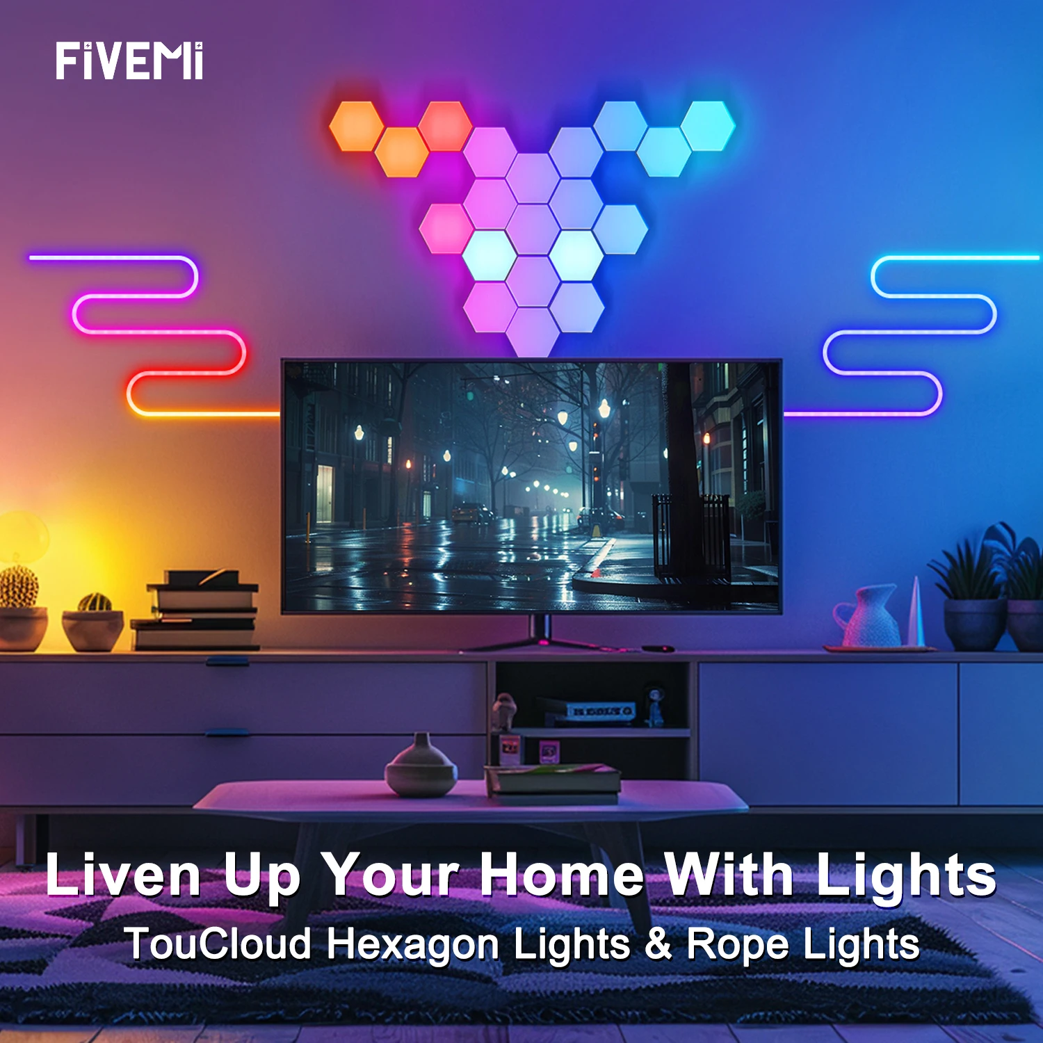 8/12/20 PCS Smart Hexagon Wall Light Color Changing Ambient Hexagonal Lights Night DIY Music Sync MeRGBW APP Games Room Bedroom
