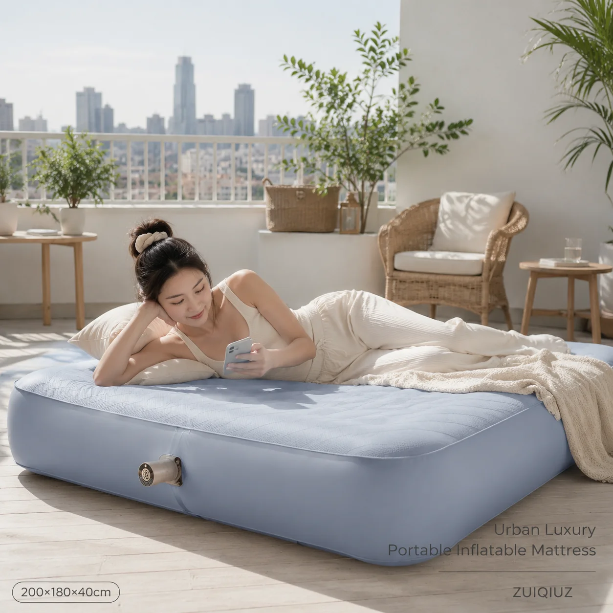 TPU Camping Air Mattress Outdoor Inflatable Sleeping Pad Waterproof Portable Bed for Hiking Backpacking Travel Car SUV Air Bed