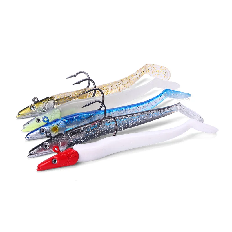 Jig Head Fish Sinking Fishing Lure 11cm/22g Fresh Salt Water Natural Live Vivid Body Soft Bait 5 Colors