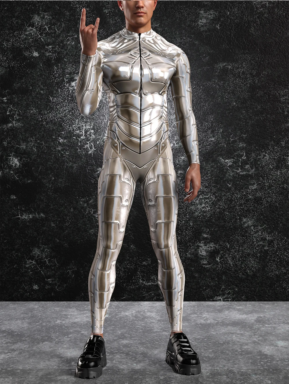 Zawaland เครื่องแต่งกายหุ่นยนต์ Zentai ชุดจั๊มสูทแมวสำหรับผู้ใหญ่ชุดคอสเพลย์เกราะแบบสตีมพังค์สำหรับผู้หญิงชุดบอดี้สูทมีซิปด้านหน้าสุดเท่สำหรับผู้ชาย