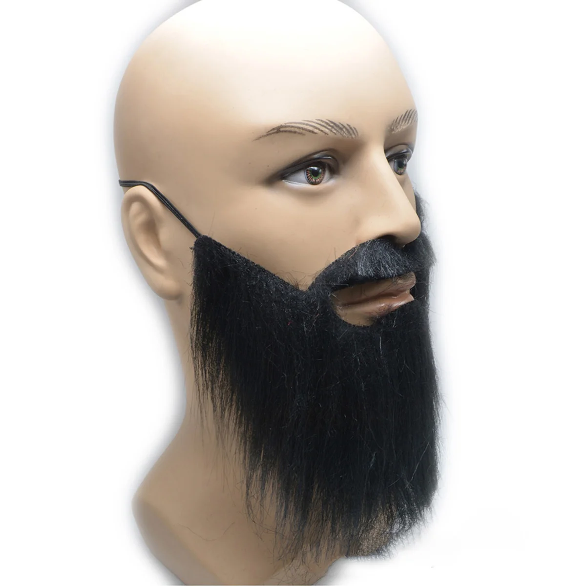Barba falsa grande preta autoadesiva, leve, reutilizável, acessório de fantasia para halloween, cosplay, festa, adereços de máscaras