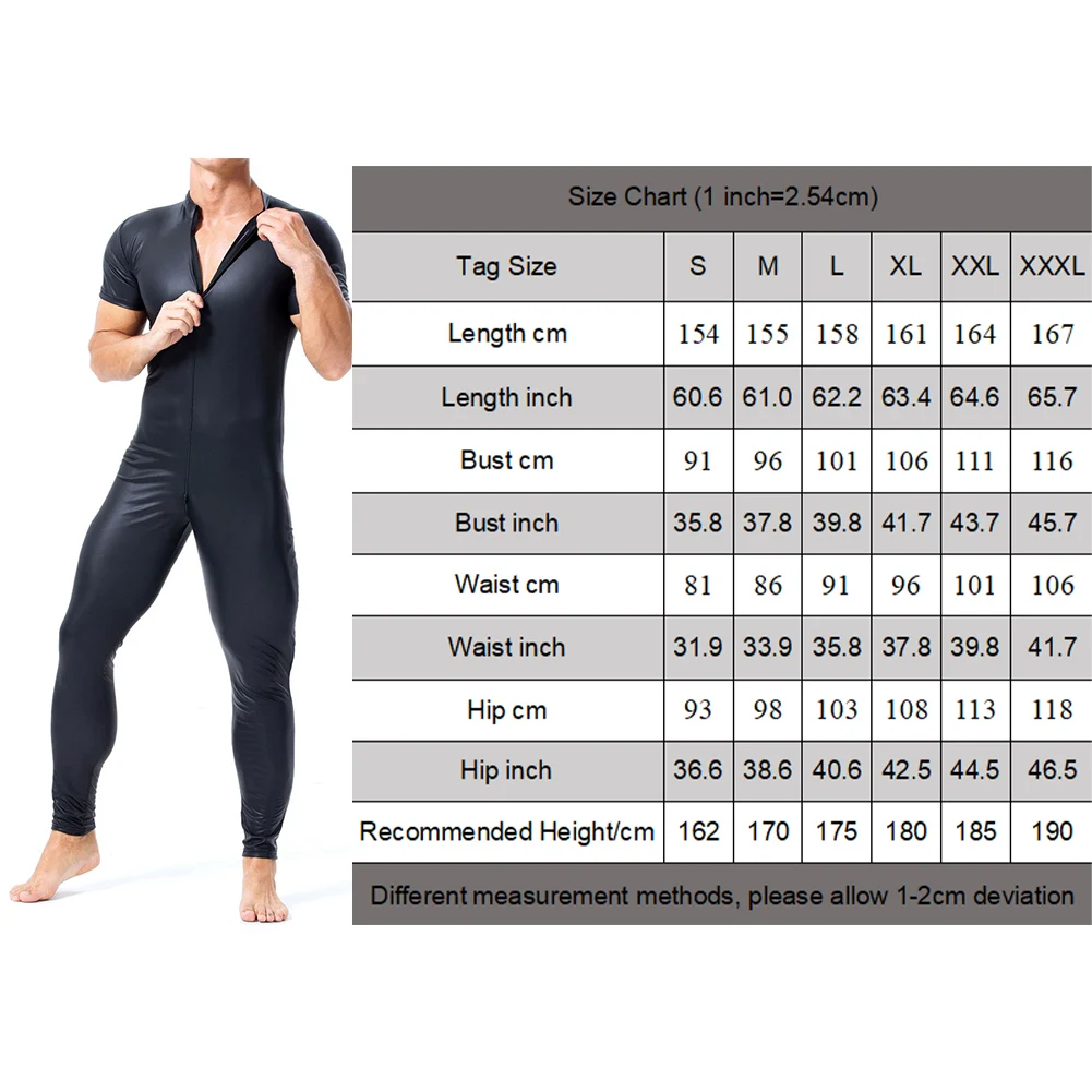 メンズセクシーなレザータイトシームレスボディスーツオープンクロッチパフォーマンスコスチューム半袖パンツ弾性通気性ランジェリー