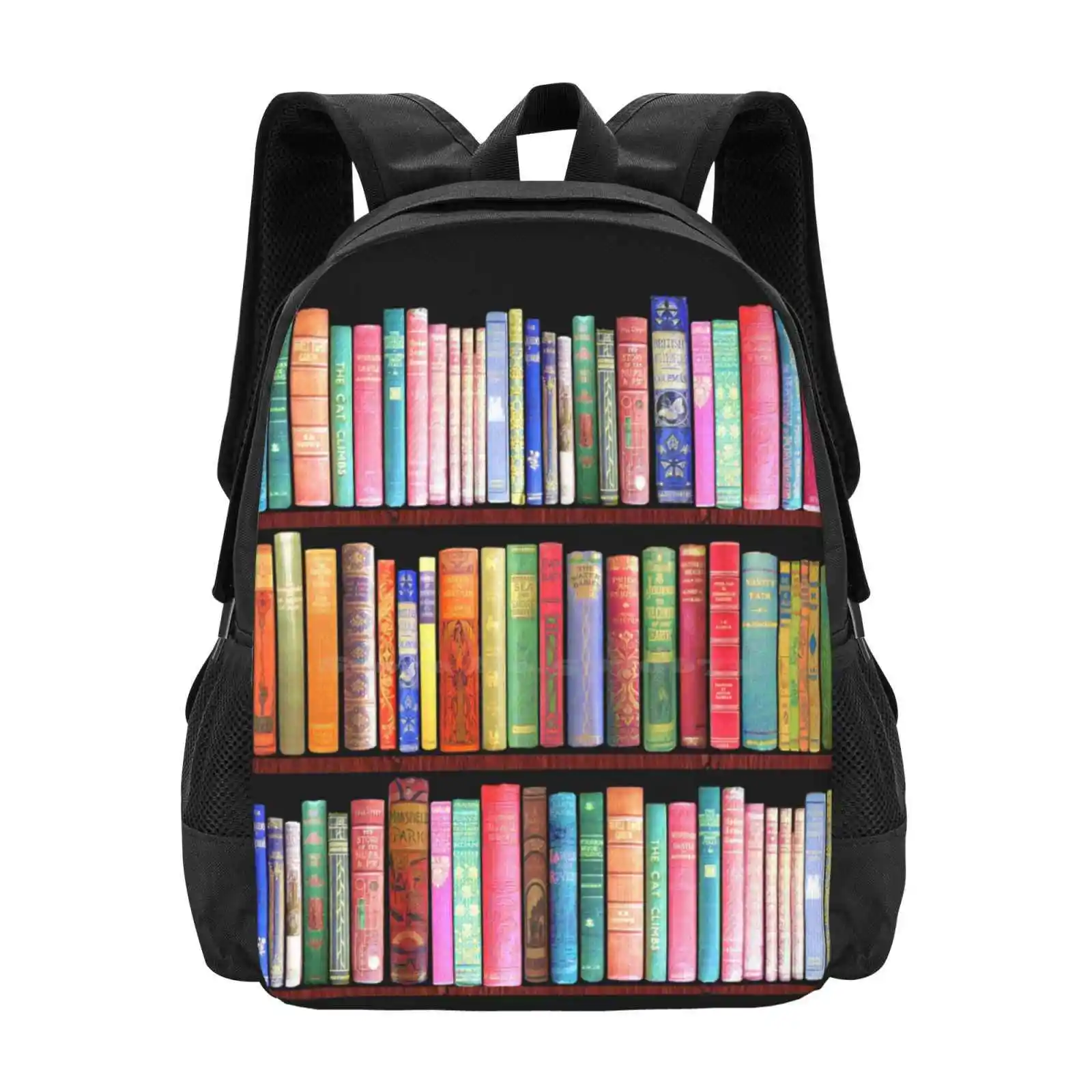 

Bookworm Antique Book Library , Vintage Book Shelf Teen College Student Backpack Pattern Design Bags Bookworm Vintage Books