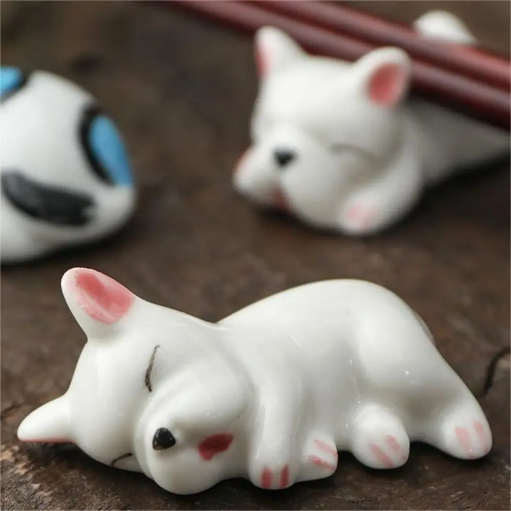 Japanese Style Chopsticks Rack Animal Cat Dog Zodiac Chopstick Holder Ceramic Crafts Creative Home Decoration