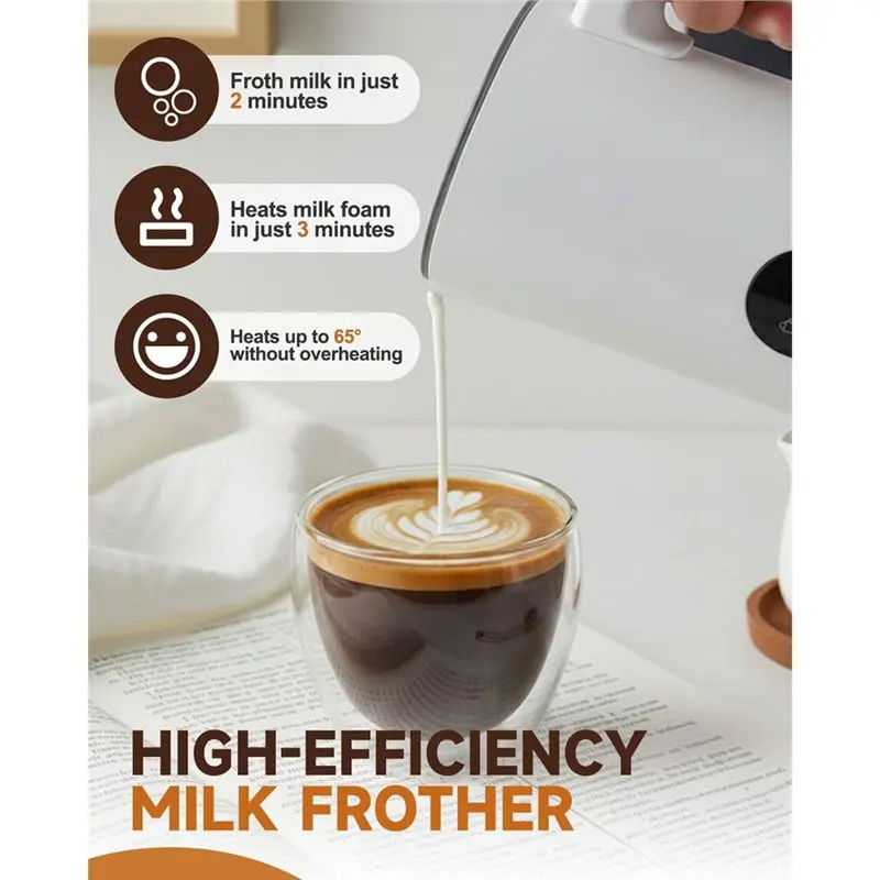 【OFF SHELF】For Latte, Cappuccino, Matcha Compatible Electric Milk Frother- 4-In-1 Automatic Milk Steamer& Foamer 11.8Oz/350Ml Eu