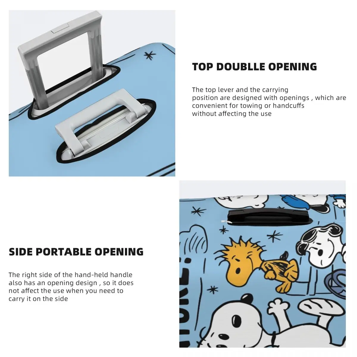 Personalizado bonito s-noopys amendoim capa de bagagem protetor elástico simples dos desenhos animados moda impressa capas de mala de viagem