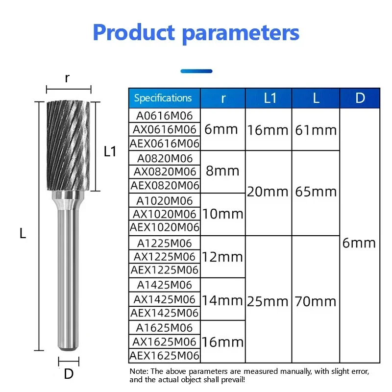 Tungsten Steel Rotary File 6-16mm Boule Slot with Blade Top Carbide Alloy Cylindrical Milling Cutter Column Type For Metal