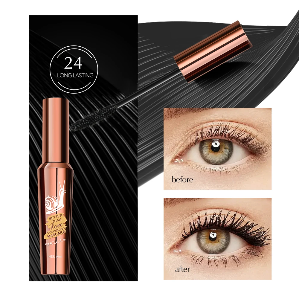 곱슬거고 두꺼운 마스카라, 방수 및 땀 방지, 자연스럽고 가벼운, 완벽한 아이 메이크업을 만들어줍니다.