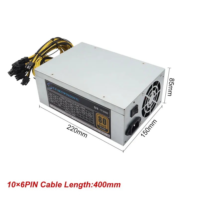 

220V ONLY! 2000W 8 GPU PSU Mining Power Supply Server for Ethereum BTC 10x6PIN 175V~264v