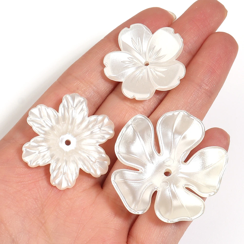 20-50 Stück/Lot ABS Imitationsperlen Blumenperlenkappen Lose Abstandsperlen für Schmuckherstellung DIY Handwerk Haarnadeln Ohrringe Zubehör – Detail 4