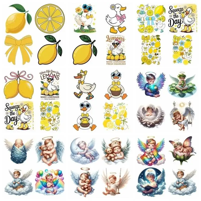 14CM Angel Baby Lemon Duckl Iron Transfer Sticker Diy A-Level Washable Heat Press Printed Accessories children Clothing Patch