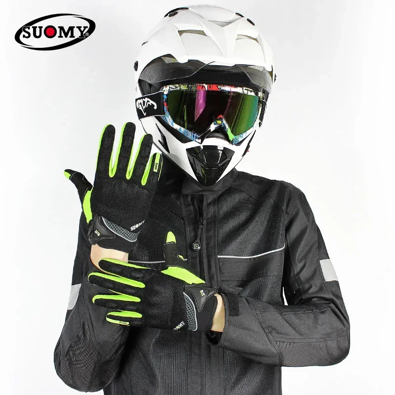 

SUOMY Men's Summer Motorcycle Gloves Racing Breathable Full Finger Women Protective Motocross Antiskid Motociclista Guantes Moto