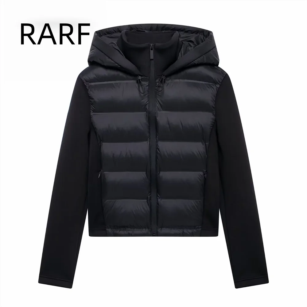 Autumn and winter new style pressure strip design splicing warm hooded cotton jacket long sleeved jacket jacket