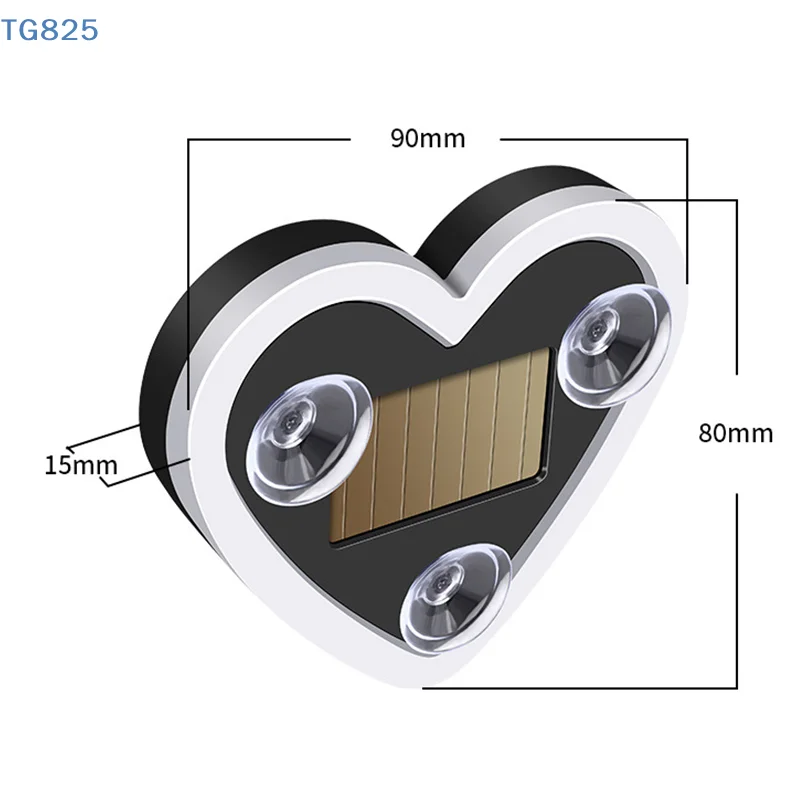 【AN】Car LED Window Decor Heart Neon Light Suction Cup Fixed Luminous Heart Solar Ambient Neon Light Car Lights Accessories 1PC