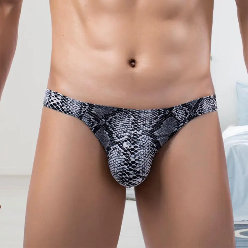 Fine Lines Men Thong Sexy Low-Rise Slim Fit Briefs Leopard Print High Elasticity Breathable Panties Comfortable Daily Wear