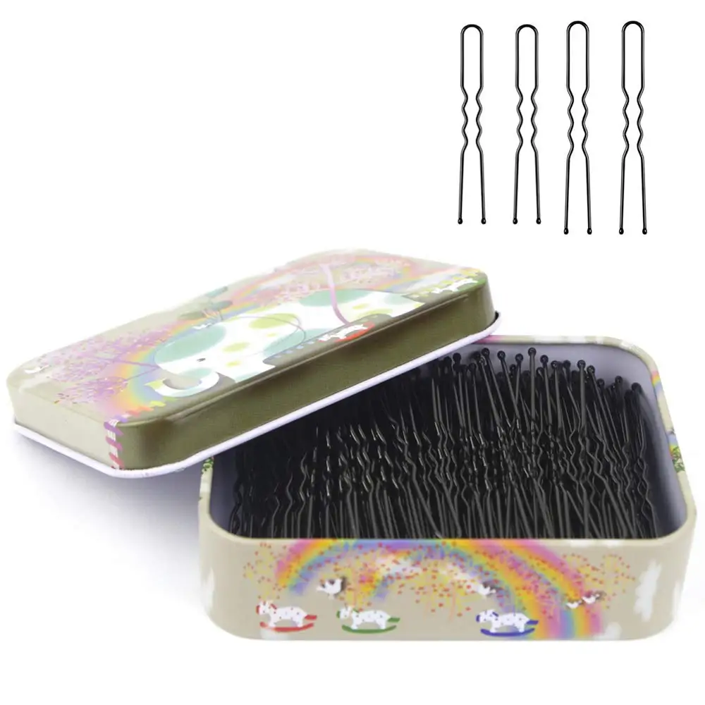 

200pcs U-Shaped Hair Pins with Cute Case, Premium Bobby Pins for All Hair Types (2.4 & 2 Inch, Black)