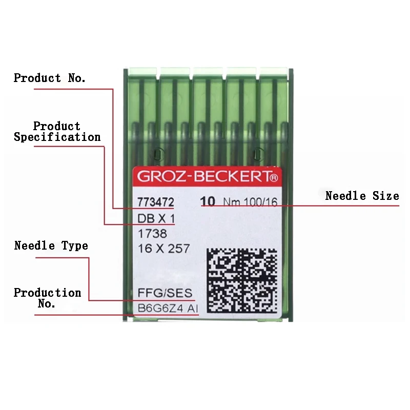 10PCS/1 Box Groz Beckert DBx1 16x257 1738 Sewing Machine Needles