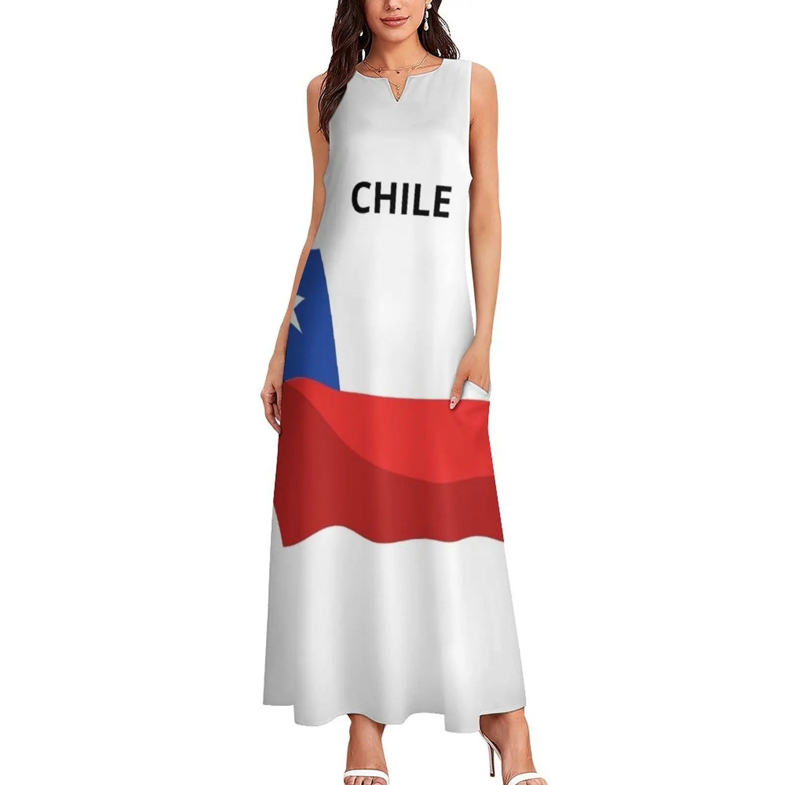 Chile flag, Bandera de chile, Bandera chilena. Long Dress luxury dresses dresses summer woman 2025 women dress