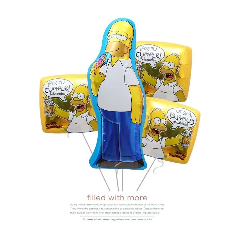 The Simpsons Cute Cartoon Student Party Decoration Props Balloon Creative Pattern Design Aluminum Film Balloon Doll Wholesale