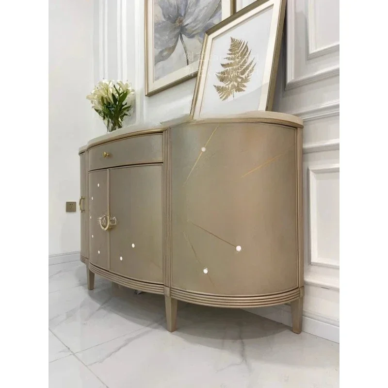 

Бытовой входной шкаф в стиле ретро, небольшой американский светлый роскошный боковой шкаф с золотой росписью