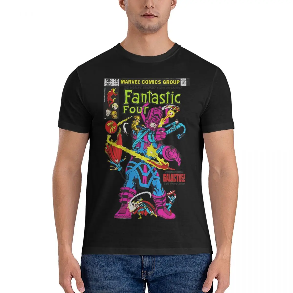 Men Battle Of Galactus T Shirts Marvel Fantastic Four Cotton Tops Vintage Short Sleeve Round Collar Tee Shirt Gift Idea T-Shirt