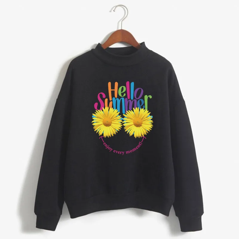 Hello Zomer Daisy Grafische Print Vrouwen Sweatshirt Zoete Koreaanse O-hals Gebreide Trui Dikke Herfst Candy Kleur Lady Kleding