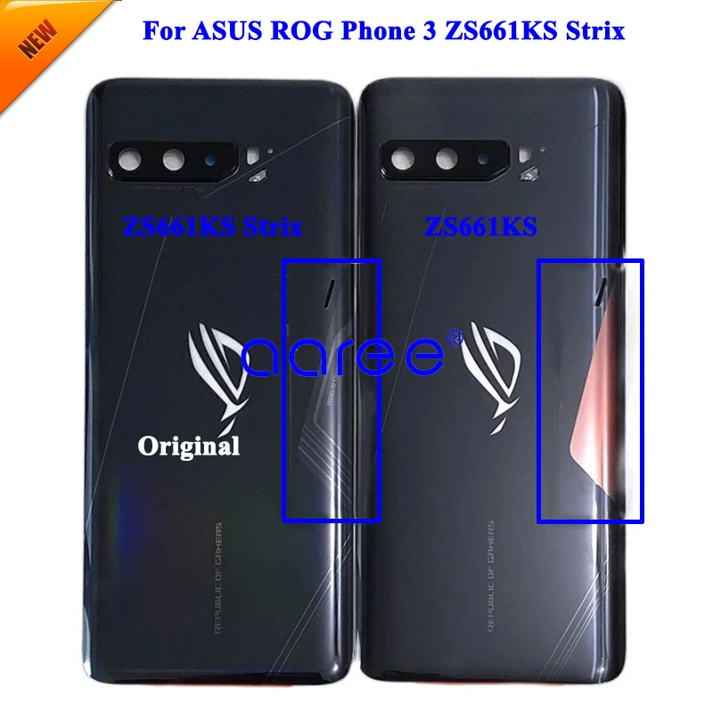 Battery Cover For ASUS Rog Phone 3 ZS661KS Back Housing For AUS ZS671KS Strix Back Housing Door With adhesive and Camer lens