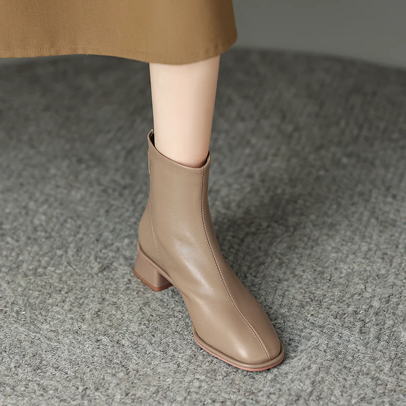 

Genuine Leather Classic Sheepskin Women Ankle boots High Heels,,knight boots,Modern boots,Western Boots Large Size Women Shoes