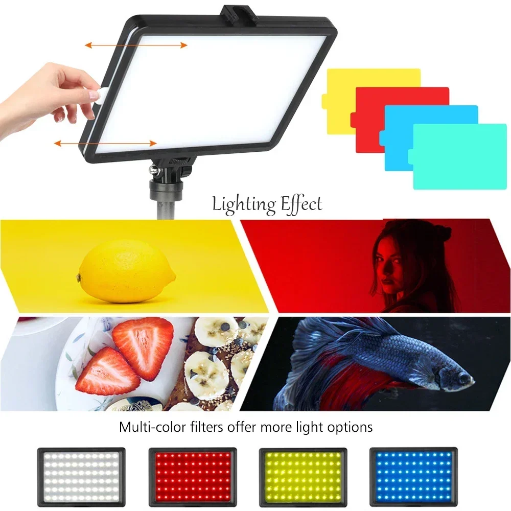 ZOMEI LED-Videoleuchte, Kamera-Fotografie-Beleuchtungsset mit Stativ, 4-farbige RGB-Filter zum Filmen von Streaming-Studioaufnahmen