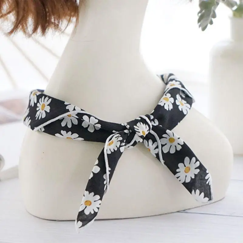 39BD Pastoral Women Cotton Square Scarf Sweet Floral Bandana Neckerchief Wrap