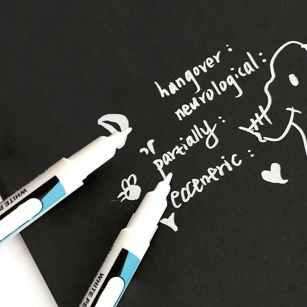 2PCS Waterproof White Paint Pen Water-based Ink Marker Pen Marking Tools Painting Tools DIY Tools For DIY Gift Card Photo Albums