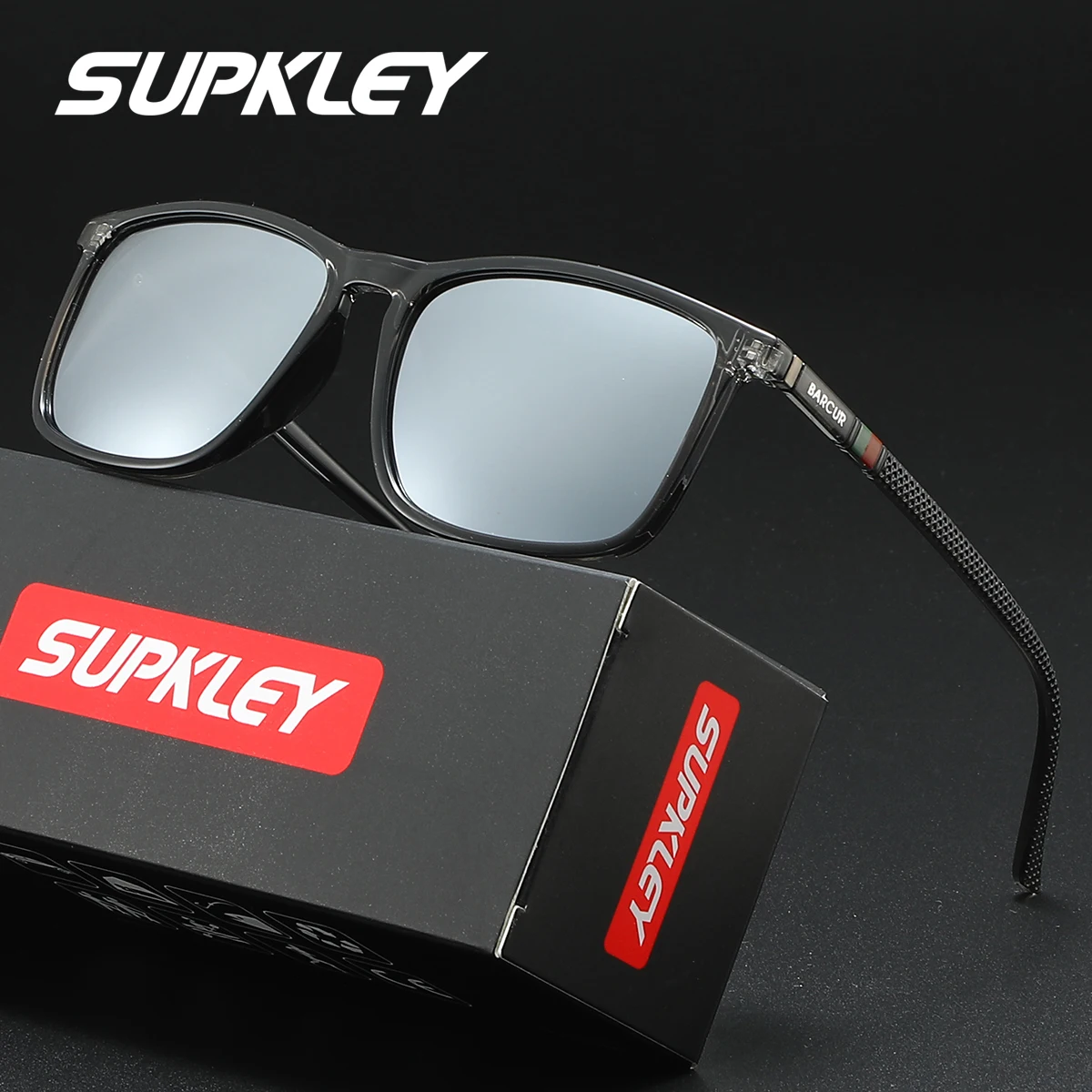 SUPKLEY 1 Stück Sportbrille, klassisch, quadratisch, polarisiert, Herren-Sonnenbrille, PC-Rahmen, modische UV400-Sonnenbrille für Damen und Herren – Detail 8