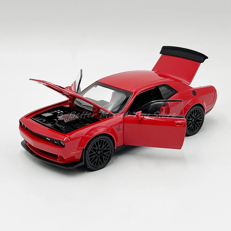 Modelo de coche fundido a presión 1:32, Dodge Charger Challenger Hellcat Redeye, extraíble con sonido y luces