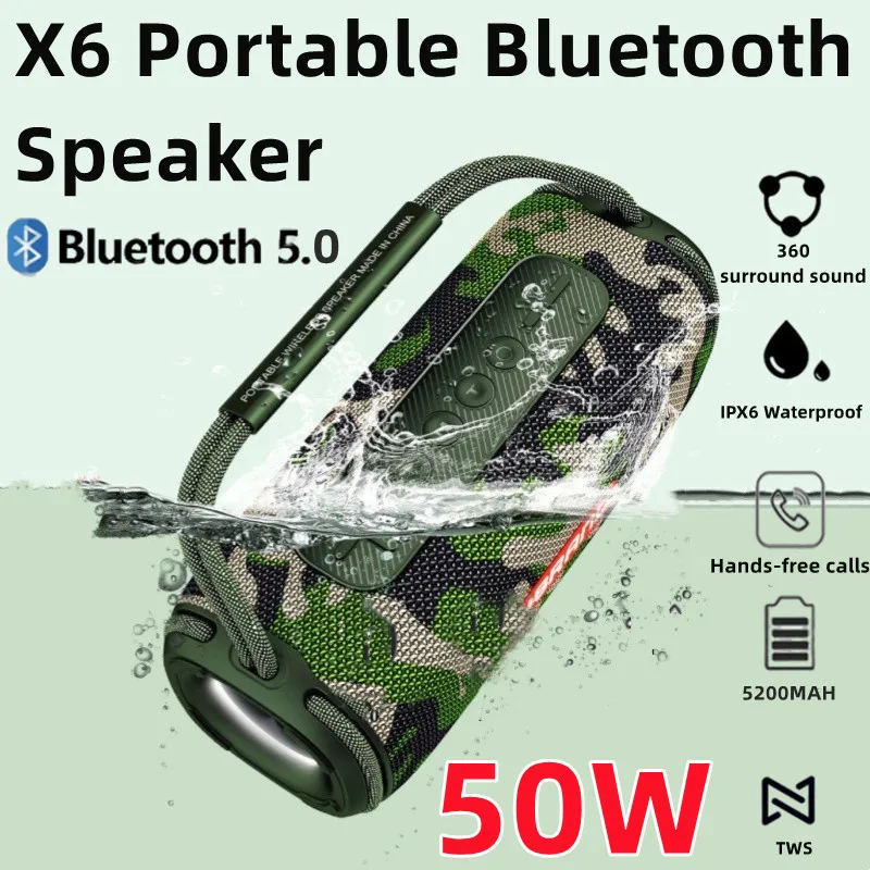 Powerful Bluetooth Speaker Wireless20W High-power Outdoor Portable IPX6 Waterproof TWS Interconnected TF Card Player Sound Box