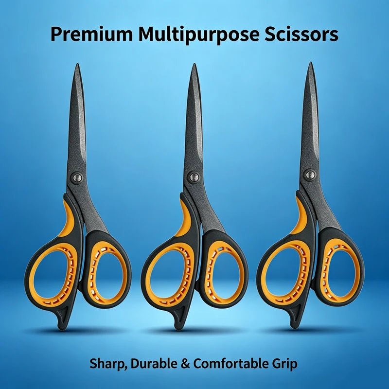 1-3Pcs Stainless Steel Large Coated Soft-touch Multi-functional Office Scissor Hand Craft Tailor's Stationery Vintage Scissors
