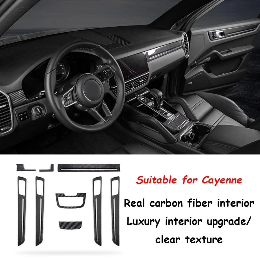 For Porsche Cayenne 2011-2017 2018-2023 Real Carbon Fiber Car Dashboard Central Control Door Component Interior Decoration Frame