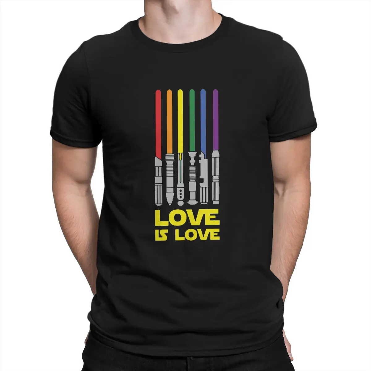 Lightsaber Rainbow Love Is Love Classic Pride LGBT Gay Love Men T Shirt Graphic Crewneck TShirt Harajuku Tops