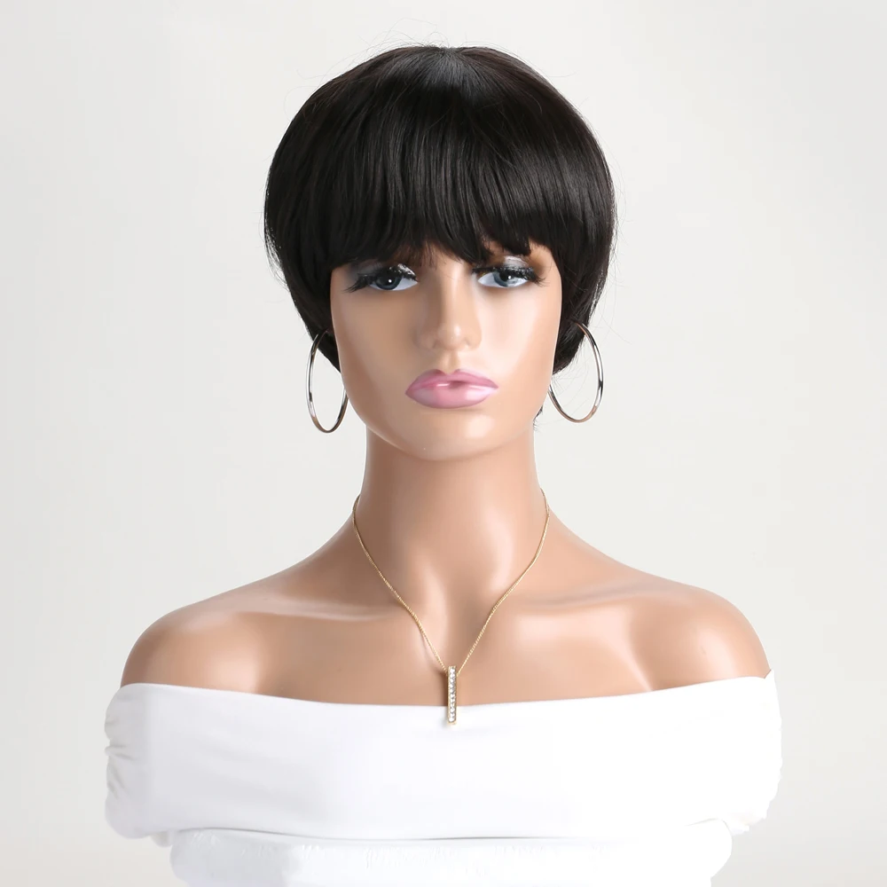 10 Inch Black Natural Synthetic Wigs for Women Short curly  Wig Daily Use  Heat Resistant Hair